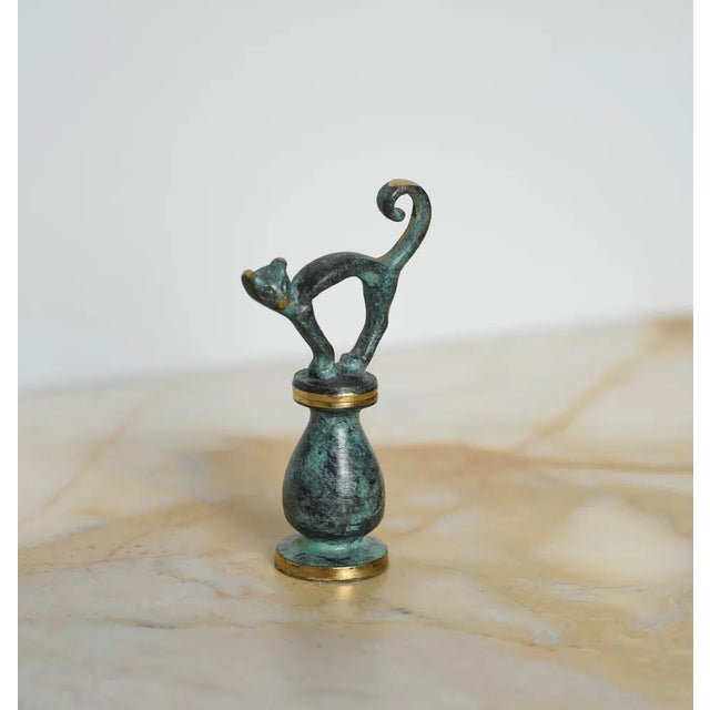 Mid-Century Modern Mid-Century Austrian Brass Cat Corkscrew by Walter Bosse, 1950s For Sale - Image 3 of 6