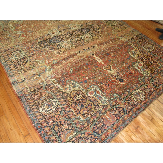 Early 20th Century Early 20th Century Zabihi Collection Stunning Room Size Traditional Rust Multiple Abrash Carpet - 8'7" x 11'7" For Sale - Image 5 of 6