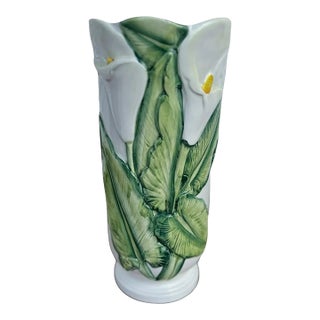 Early 20th Century Italian Majolica Floral Vase For Sale