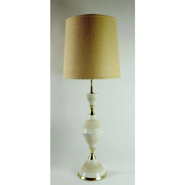 Ceramic and Brass Hourglass Table Lamp by Gerald Thurston For Sale - Image 9 of 10