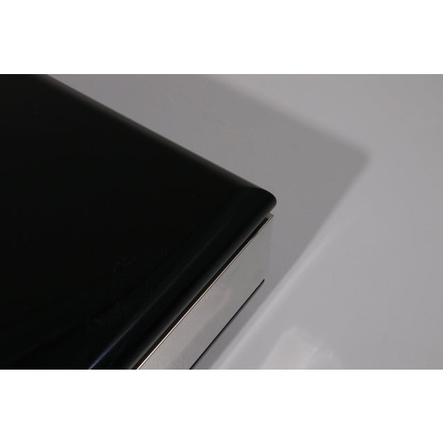 Square Black Coffee Table with Mirrored Glass, 1970 For Sale - Image 3 of 10