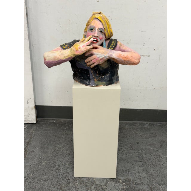 Bondene Allen Rock Fan 2 Sculpture + Pedestal, Signed For Sale - Image 4 of 12