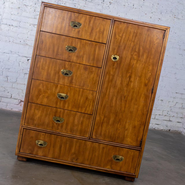 Fabulous vintage Campaign style Gentleman’s Chest of Drawers or Armoire by Drexel Heritage the Passage Collection composed...