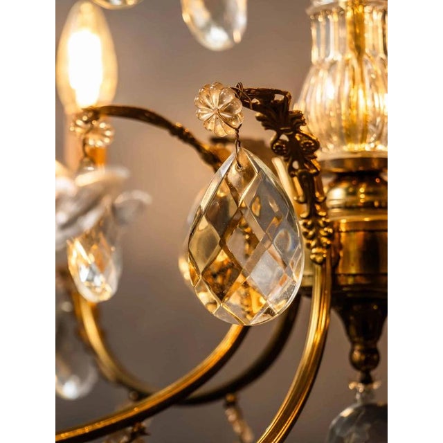 Brass Chandelier with Crystal Trimmings For Sale - Image 18 of 18