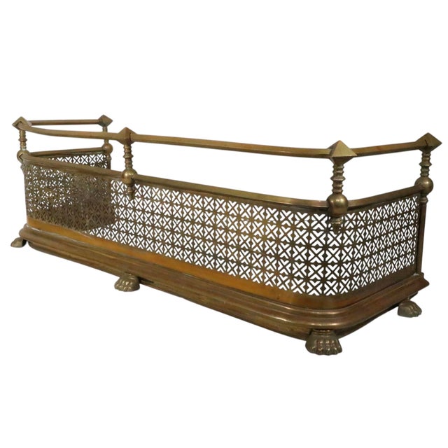 Antique Victorian Brass Fireplace Fender For Sale In New York - Image 6 of 12