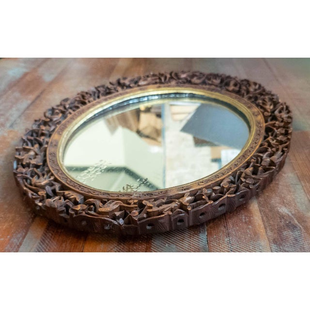 19th Century Chinese Canton Export Carved Reticulated Mirror Frame With Birds For Sale - Image 9 of 18