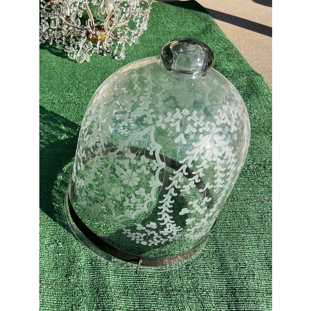 Hollywood Regency X-Large Hundi Style Lantern With Etched Glass For Sale - Image 3 of 6