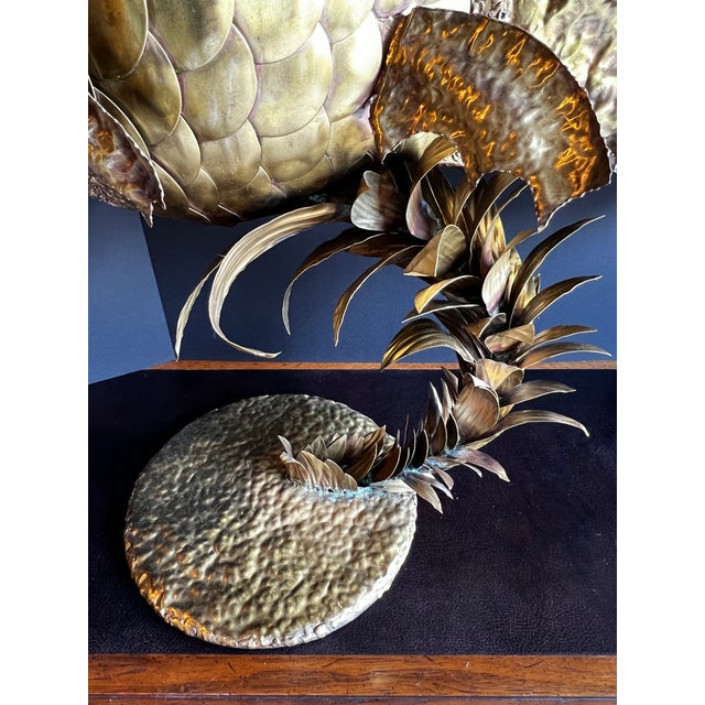 Large Vintage C1970s Brutalist Illuminated Brass Gold Fish Sculpture Attributed to Henri Fernandez For Sale - Image 9 of 12