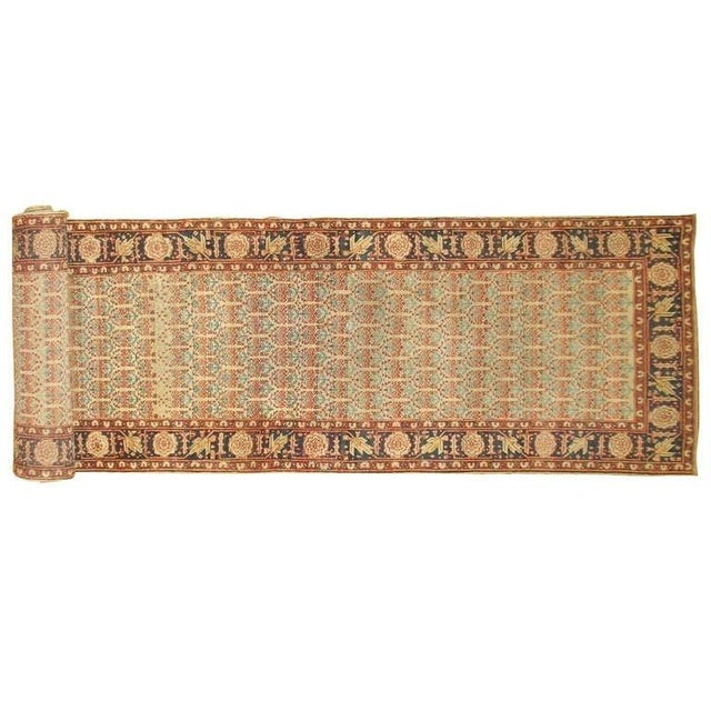 Persian 19th Century Zabihi Collection Ivory Tabriz Haji Jalili Fine Persian Runner - 2'7" x 16'9" For Sale - Image 3 of 7