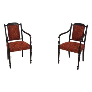 Pair Antique 19th Century English Sheraton Mahogany Armchairs For Sale