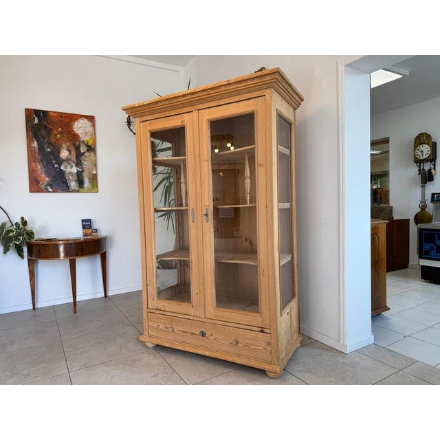 Rustic Art Nouveau Solid Wood Display Cabinet (Spruce) Dimensions: Height x Width x Depth 184 x 1210 x 60 For sale is an...