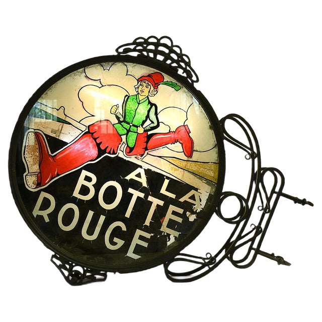 Antique Illuminated Sign A la botte rouge For Sale