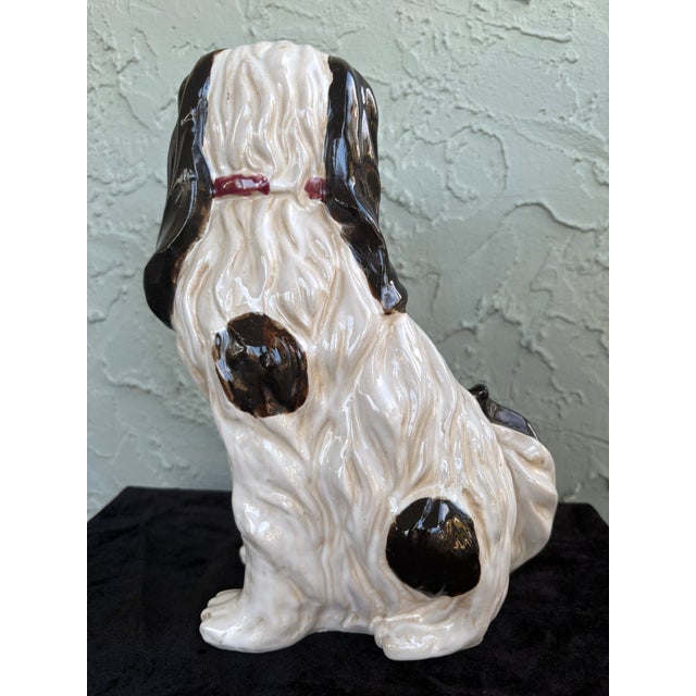 Pair of Vintage Staffordshire-Style Cavalier King Charles Spaniel Mantel Dogs For Sale - Image 4 of 12