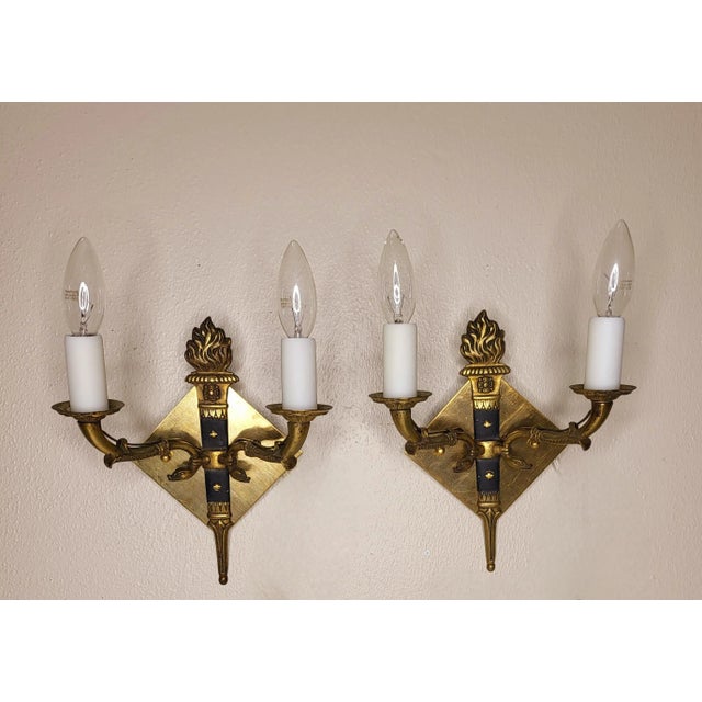 French Provincial Late 19th Century French Sconces With Shades - a Pair For Sale - Image 3 of 7