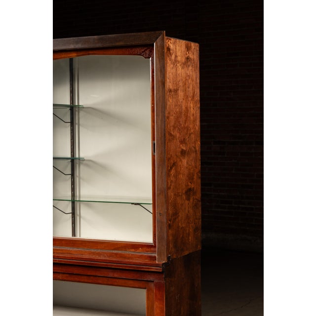 Early 20th Century Oak Display Cabinet With White Interior For Sale - Image 10 of 15