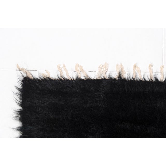 Vintage Black Angora Wool Kilim Rug For Sale - Image 6 of 10