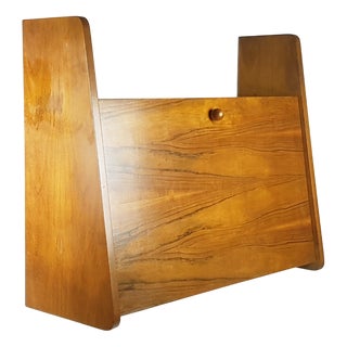 Mid-Century Modern Wooden Drop Off Wall Secretary attributed to Marcel Gascoin, 1950s For Sale