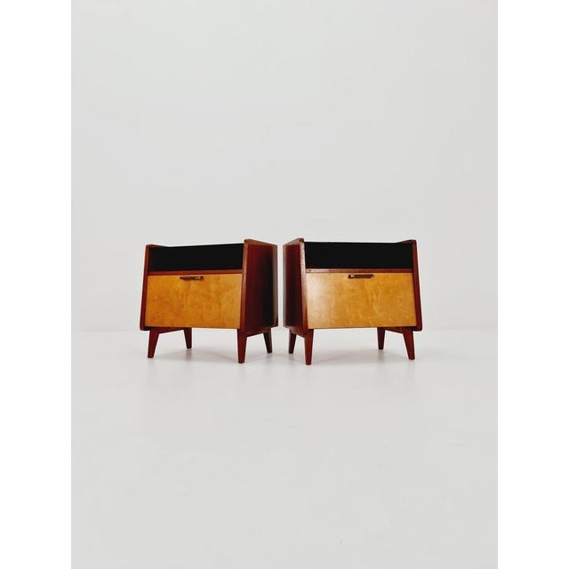 Mid-Century German Nightstands / Bedside Tables with Glass Tops from Wk Möbel, 1960s, Set of 2 For Sale - Image 11 of 11