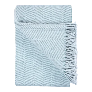 Contemporary Merino Sofa Throw Blanket, Chevron Aqua Blue Wool Bellani