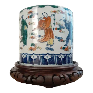 Late 19th Century Chinese Porcelain Eight Immortals Brush Pot