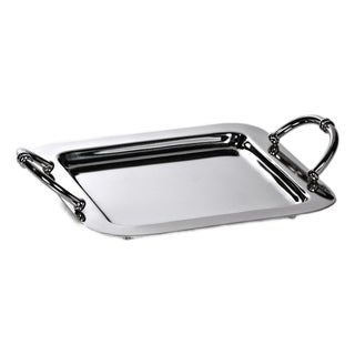 Manetta Steel and Brass Tray-Polished Nickel, 10" x 8" x 2" For Sale