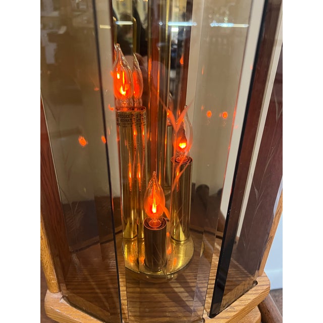 1960s Mid Century Modern Amber Glass Flickering Lamp Set of Two With Shades - a Pair For Sale - Image 6 of 10