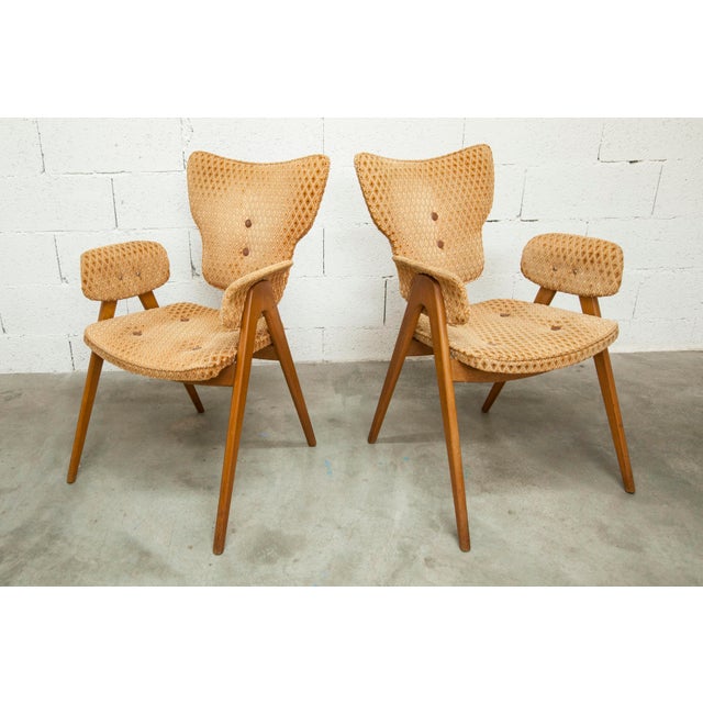 Roger Landault Chairs and Lounge Armchairs attributed to Roger Landault for ABC, 1950s, Set of 6 For Sale - Image 4 of 18