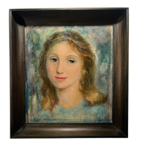 Circa 1940's Portrait of a Young Lady Oil on Canvas Professionally Restored