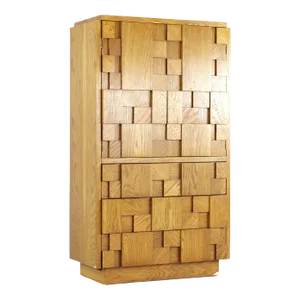 Lane Staccato Brutalist Mid Century Oak Armoire