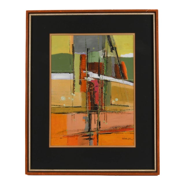 Framed Signed Osvaldo Gutiérrez "Untitled" Mix Media For Sale