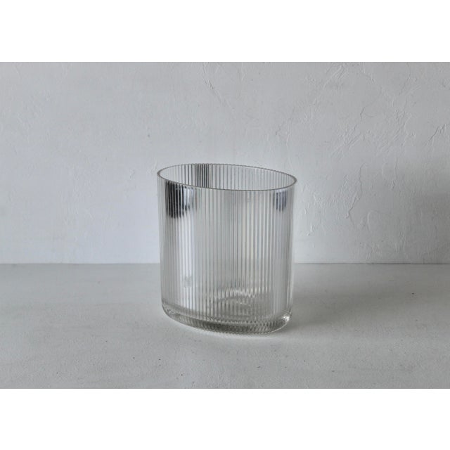 Sally Designs Style Oval Corrugated Lucite Acrylic Wastebasket For Sale - Image 11 of 13