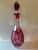 Traditional Vintage Nachtmann-Style Cranberry Cut-to-Clear Crystal Wine Decanter, Grapevine & Hobstar Pattern For Sale - Image 3 of 3
