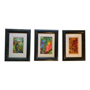 1990s Three Small Paintings Oil and Gouache by Jan Butterfield