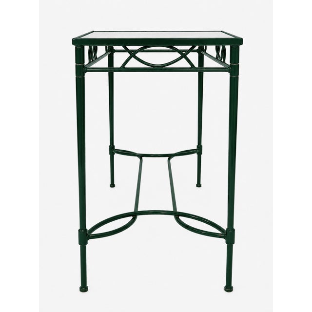 1980s Attributed to Mario Papperzini for Janus Et Cie Green Iron and Glass Console Table For Sale In Los Angeles - Image 6 of 18