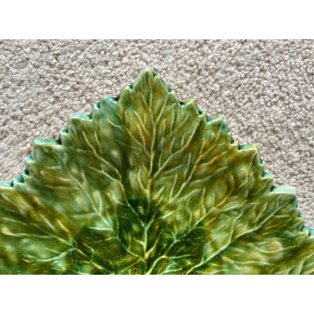 Vintage French Majolica Leaf Plate For Sale In New York - Image 6 of 9