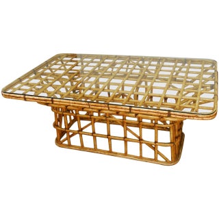Mid-Century Architectural Bamboo Rattan Dining Table For Sale
