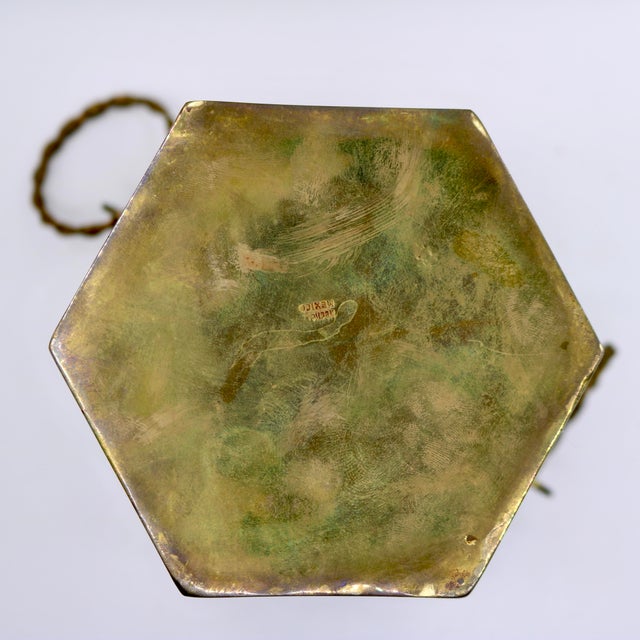 1960s Mid-Century Modern Mexican Brass & Mosaic Abalone Shell Hexagonal Ice Bucket For Sale In Cincinnati - Image 6 of 10