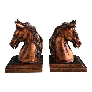 Vintage Late 20th Century Horse Head Bookends - a Pair For Sale