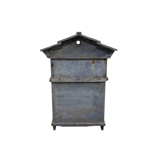 Antique French Blue Wooden Beehive, 1890s For Sale - Image 4 of 15