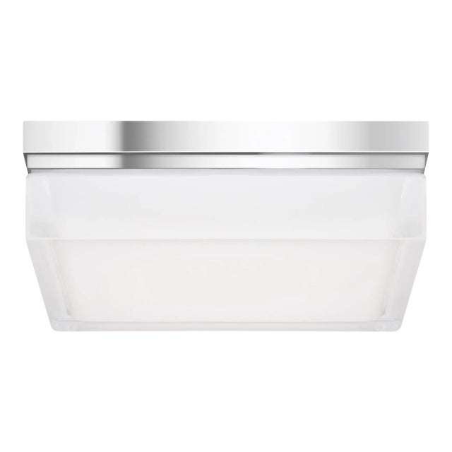 Visual Comfort Modern Boxie Large Flush Mount LED Chrome For Sale