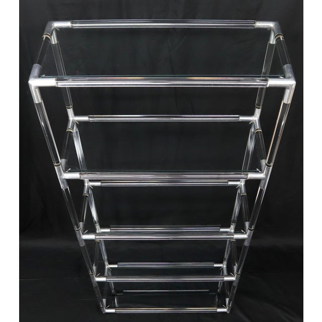 5-Tier Lucite and Glass Mid-Century Modern Étagère Shelf Wall Unit For Sale - Image 6 of 13