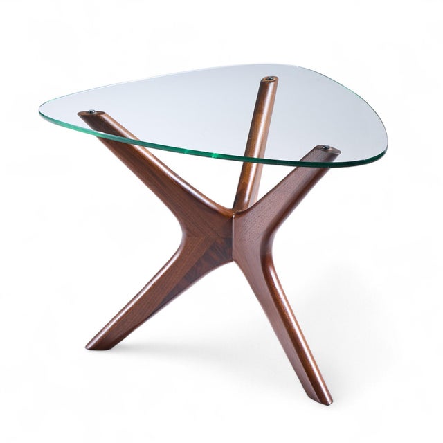 Adrian Pearsall for Craft Associates Mid Century Walnut Jacks Side Table - Pair For Sale - Image 10 of 11