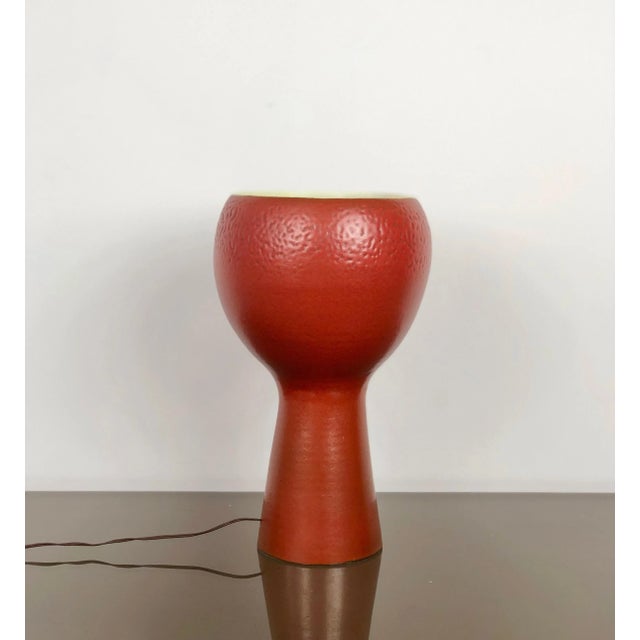 Brick Red Ceramic Table Lamp, Italy, 1960s For Sale - Image 3 of 11