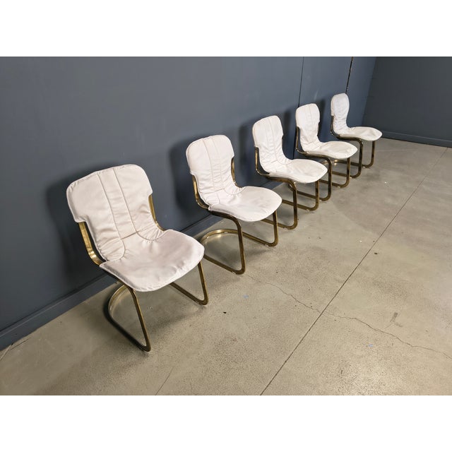 Italian Cantilever Dining Chairs from Cidue, 1970s, Set of 5 For Sale - Image 12 of 13