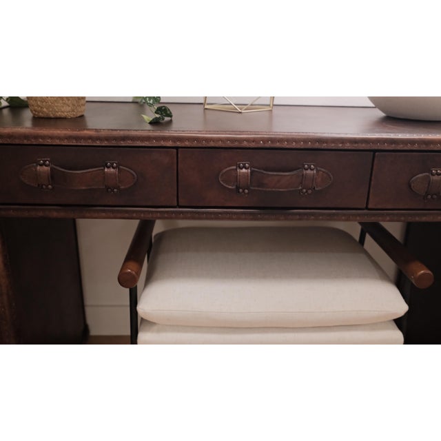 Textile Vintage Steamer Trunk 3-Drawer Desk by Restoration Hardware For Sale - Image 7 of 12