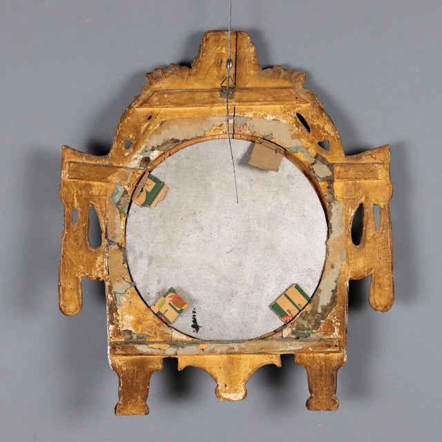 Antique Italian Carved and Gilded Wood Mirror, 1700s For Sale - Image 9 of 10