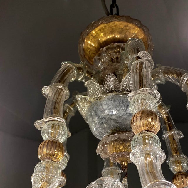 Vintage Baroque Style Gold and Murano Glass Chandelier, 1930s For Sale - Image 18 of 18