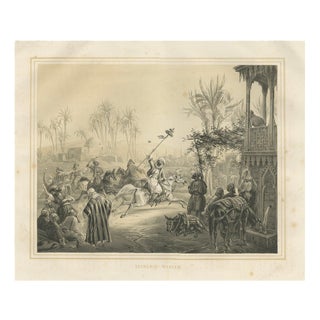Egyptian Horsemen Javelin Game Scene, 1846, Paper For Sale