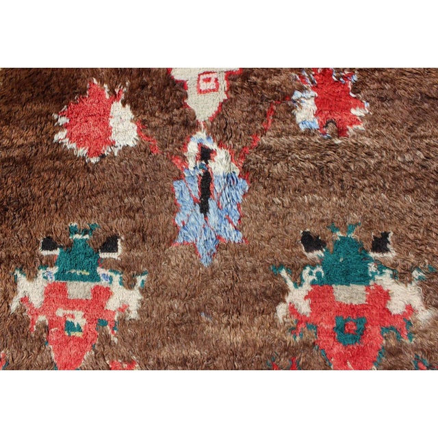 Mid 20th Century Colorful Antique Tulu Rug With Angora Wool Blend and Modern Tribal Design For Sale - Image 9 of 13