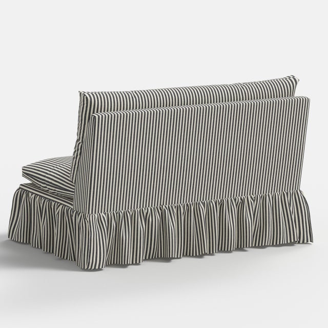 Stoffer Home x Cloth & Company Thelma 47" Ruffle Settee in Jane Stripe Carbon For Sale In Chicago - Image 6 of 6